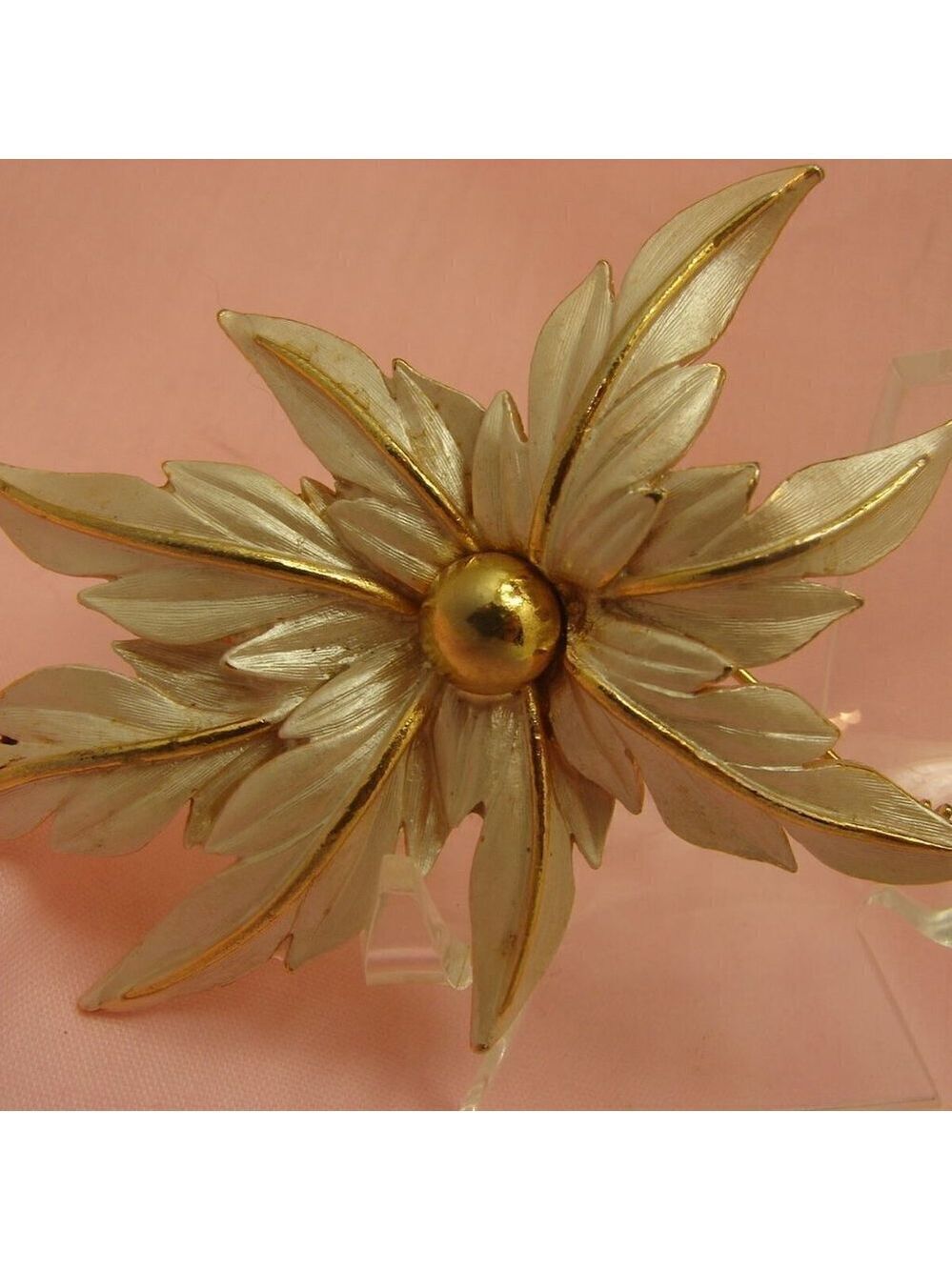 Park Lane Vintage Brooch Off White Gold Flower Satin